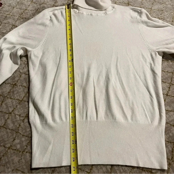 JM Collection Acrylic Blend Button Sleeve Turtleneck Sweater Cream Sz L - Picture 8 of 8